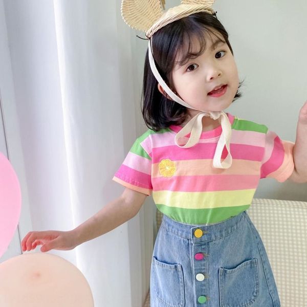 q. children's korean style girls colorful striped embroidery honey pomelo orange short-sleeved t-shirt base t-shirt clothing clothing, Blue
q. children's korean style girls colorful striped embroidery honey pomelo orange short-sleeved t-shirt base t-shirt clothing clothing, Blue
