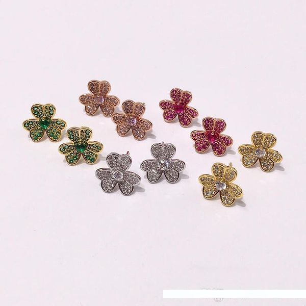 gold plated full cz stone three leaf clover flower earrings for women new arrival selling luxury fashion jewelry, Golden;silver
gold plated full cz stone three leaf clover flower earrings for women new arrival selling luxury fashion jewelry, Golden;silver