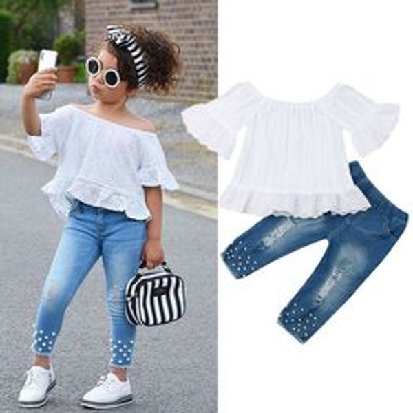 1-6y toddler kids baby girls clothes sets white t-shirt denim long pants jeans outfits set 2020
1-6y toddler kids baby girls clothes sets white t-shirt denim long pants jeans outfits set 2020