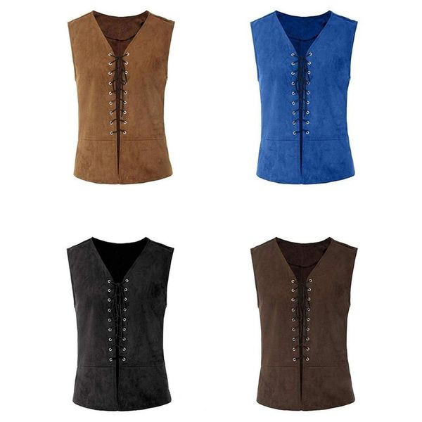 mens medieval vest steampunk sleeveless jacket lace-up renaissance waistcoat, Black;white
mens medieval vest steampunk sleeveless jacket lace-up renaissance waistcoat, Black;white