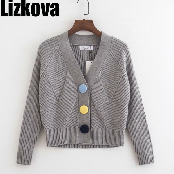fall 2020 women sweater v-neck single breasted cropped cardigan rainbow button short knitted cardigan sweater, White
fall 2020 women sweater v-neck single breasted cropped cardigan rainbow button short knitted cardigan sweater, White