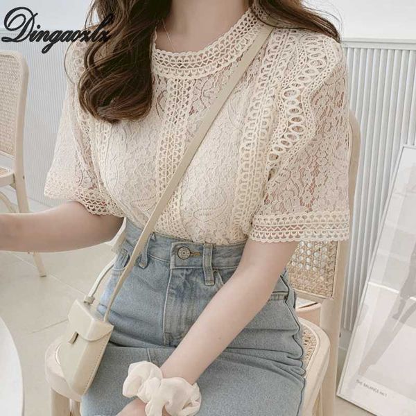 dingaozlz sweet women lace round neck hollow embroidered pullover blouse summer short sleeve lace shirt blusa, White
dingaozlz sweet women lace round neck hollow embroidered pullover blouse summer short sleeve lace shirt blusa, White
