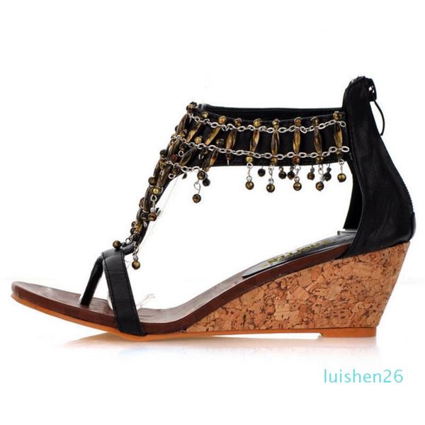 taoffen size 30-43 real high-heeled shoes small yards bohemia national trend beaded zipper footwear women wedges sandals l26, Black
taoffen size 30-43 real high-heeled shoes small yards bohemia national trend beaded zipper footwear women wedges sandals l26, Black