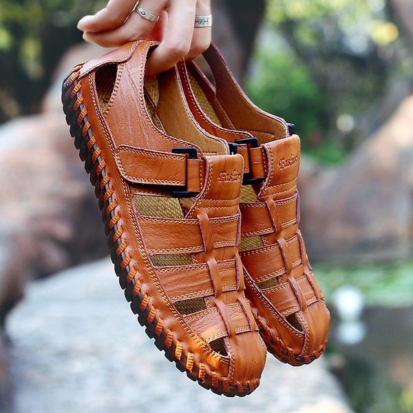 summer men's outdoor sandals fashion casual breathable beach shoes sports anti-skid wading shoes hand-sewn leather 38-47 ronglai, Black
summer men's outdoor sandals fashion casual breathable beach shoes sports anti-skid wading shoes hand-sewn leather 38-47 ronglai, Black