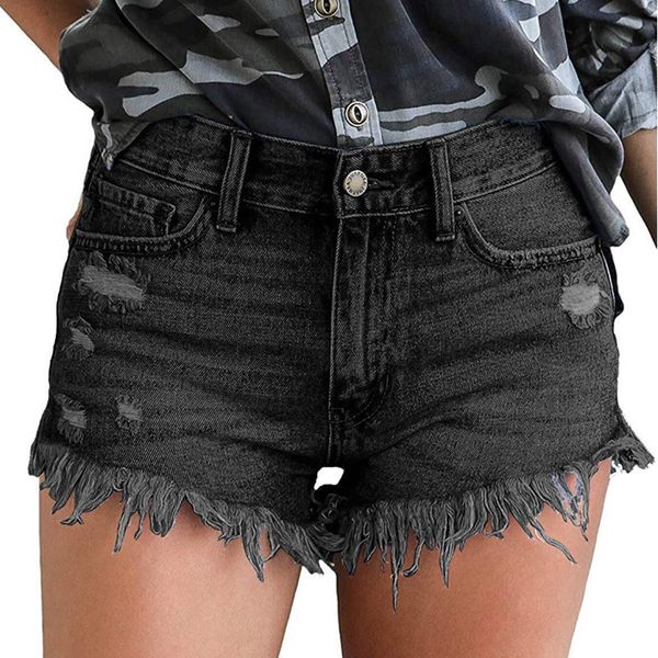 women's shorts mid rise frayed hem ripped denim short pants summer beach jean shorts for women-mx8, White;black
women's shorts mid rise frayed hem ripped denim short pants summer beach jean shorts for women-mx8, White;black