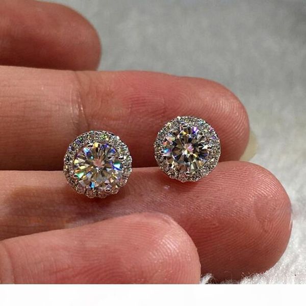 k choucong new luxury jewelry 925 sterling silver round cut white clear 5a cubic zirconia popular party women wedding stud ear, Golden;silver
k choucong new luxury jewelry 925 sterling silver round cut white clear 5a cubic zirconia popular party women wedding stud ear, Golden;silver