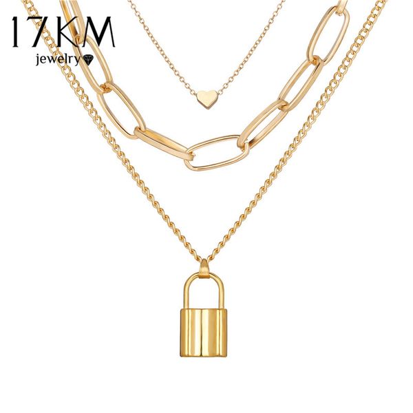 17km fashion lock pendants necklaces for women gold key heart multi layer necklace collier steampunk couple jewelry gift, Silver
17km fashion lock pendants necklaces for women gold key heart multi layer necklace collier steampunk couple jewelry gift, Silver