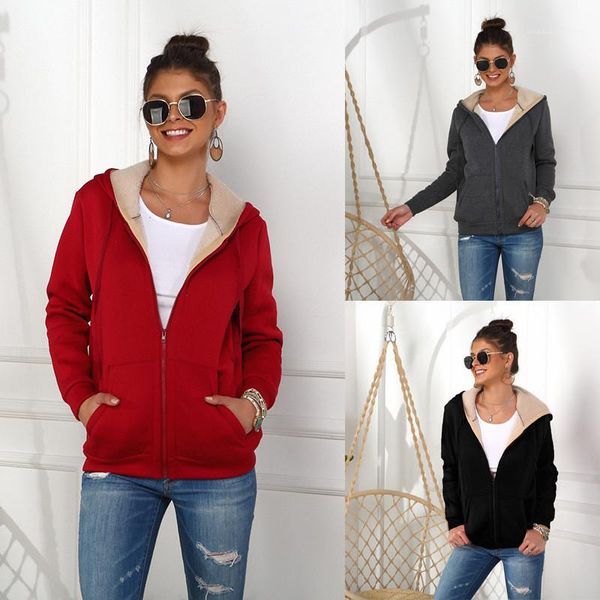 fleece hooded womens hoodies autumn winter solid color cardigan coats zipper long sleeve womens designer hoodies winter outerwear, Black
fleece hooded womens hoodies autumn winter solid color cardigan coats zipper long sleeve womens designer hoodies winter outerwear, Black