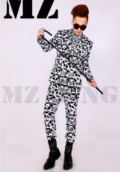male singer dj suit set gd trend korean version of european and american style black and white suit three-piece, White;black
male singer dj suit set gd trend korean version of european and american style black and white suit three-piece, White;black