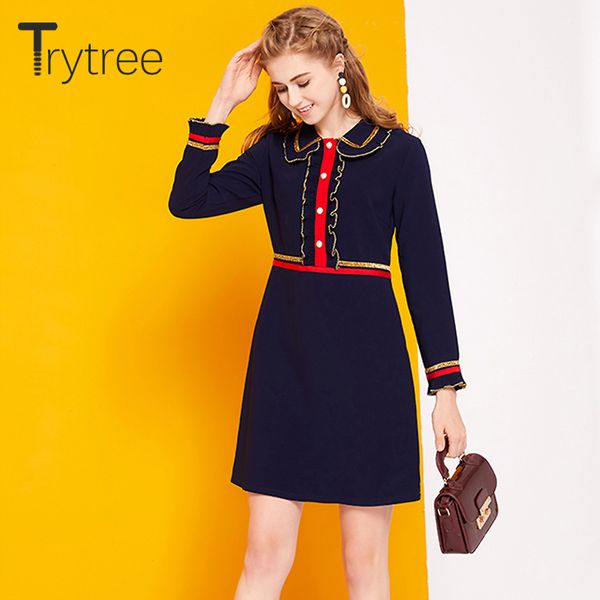 trytree summer ruffles dress casual polyester patchwork mini women dresses peter pan collar office lady casual straight dress, Black;gray
trytree summer ruffles dress casual polyester patchwork mini women dresses peter pan collar office lady casual straight dress, Black;gray