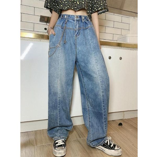 trendy waist button adjustable daddy pants thin jeans loose summer versatile jean women, Blue
trendy waist button adjustable daddy pants thin jeans loose summer versatile jean women, Blue