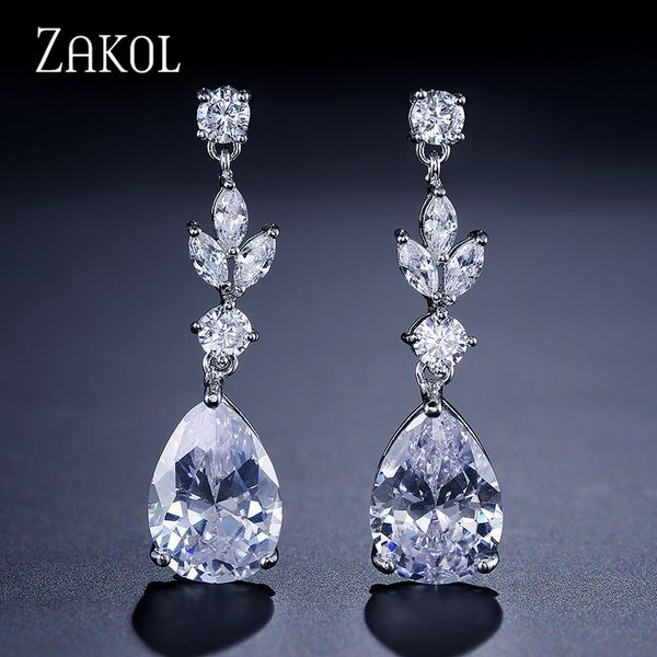 zakol fashion cubic zircon drop earrings for women white color leaf wedding jewelry factory wholesale fsep4004, Silver
zakol fashion cubic zircon drop earrings for women white color leaf wedding jewelry factory wholesale fsep4004, Silver