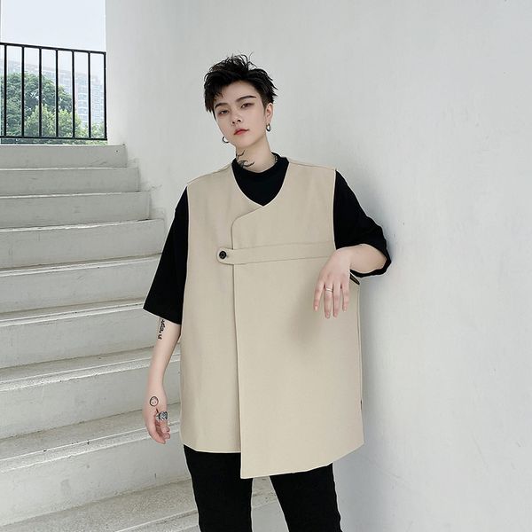 men asymmetry sleeveless vest coat male japan streetwear fashion solid color jacket vest outerwear, Black;white
men asymmetry sleeveless vest coat male japan streetwear fashion solid color jacket vest outerwear, Black;white