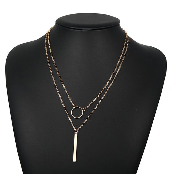 jewelry fashion temperament simple women's circle metal strip multi-layer pendant necklace collarbone chain, Silver
jewelry fashion temperament simple women's circle metal strip multi-layer pendant necklace collarbone chain, Silver