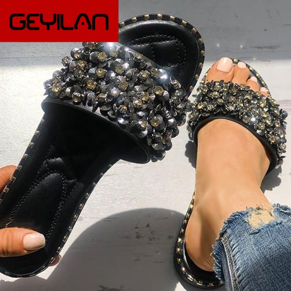 women casual summer flat beach slippers female crystal rivets slides slipper shoes for girls fashion woman leisure footwear 2020, Black
women casual summer flat beach slippers female crystal rivets slides slipper shoes for girls fashion woman leisure footwear 2020, Black