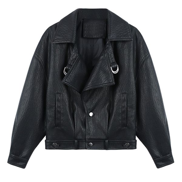 2020 spring autumn faux leather jacket women loose turndown collar single breasted motorcycle leather coats girls outerwear m553, Black
2020 spring autumn faux leather jacket women loose turndown collar single breasted motorcycle leather coats girls outerwear m553, Black