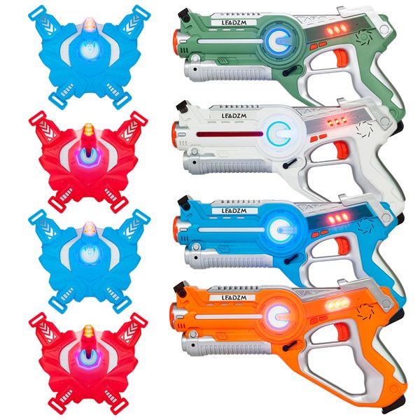 set of 4 infrared laser tag guns indoor outdoor 4 players team group activity w/4 vests
set of 4 infrared laser tag guns indoor outdoor 4 players team group activity w/4 vests