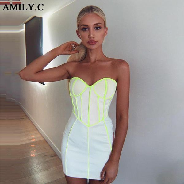 amily.c 2020 summer new women's white bodycon bandage mini dress strapless halter striped club dress vestidos, Black;gray
amily.c 2020 summer new women's white bodycon bandage mini dress strapless halter striped club dress vestidos, Black;gray