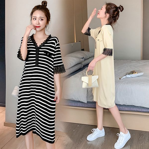 maternity dresses 862# dress summer cotton stripe v neck short sleeve loose stylish for pregnant women mom, White
maternity dresses 862# dress summer cotton stripe v neck short sleeve loose stylish for pregnant women mom, White