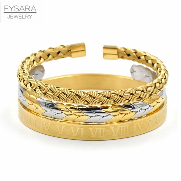 fysara 3pcs stainless steel royal roman gold bangle and cable wire cuff bracelets for women men wheat ears banlges set jewelry, Black
fysara 3pcs stainless steel royal roman gold bangle and cable wire cuff bracelets for women men wheat ears banlges set jewelry, Black