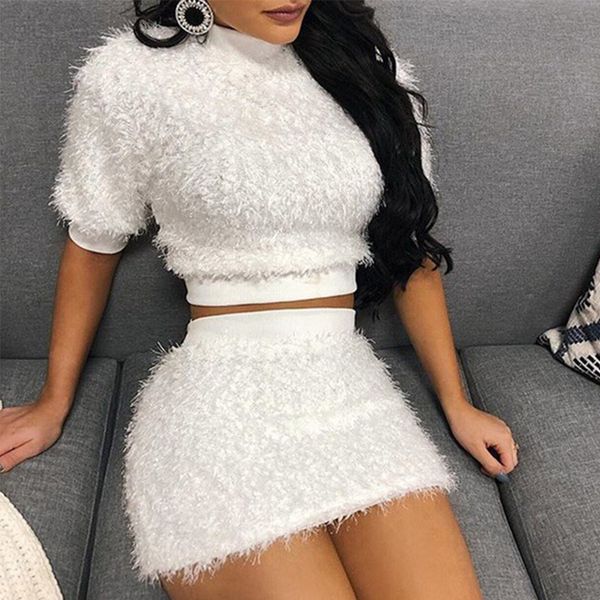 women sets faux fluff no hood sweatshirt and mini skirt lady solid patchwork sets 2020 female club style fashion clothes, White
women sets faux fluff no hood sweatshirt and mini skirt lady solid patchwork sets 2020 female club style fashion clothes, White