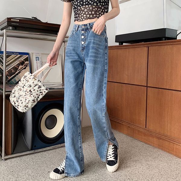 1ubk3 2020 autumn-style double-breasted ankle split vertical mop women's high waist straight thin tube and jeans mop jeans loose all-ma, Blue
1ubk3 2020 autumn-style double-breasted ankle split vertical mop women's high waist straight thin tube and jeans mop jeans loose all-ma, Blue