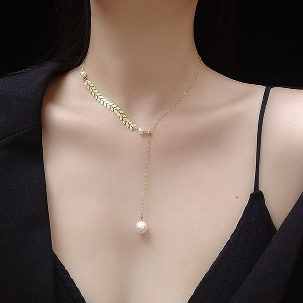 elegant gold plated stainless steel leaf choker necklace woman jewelry on the neck, fashion women simulated pearl necklaces gift, Silver
elegant gold plated stainless steel leaf choker necklace woman jewelry on the neck, fashion women simulated pearl necklaces gift, Silver