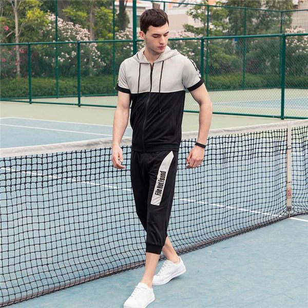 running sports suit mens hooded tracksuit short sleeve casual tshirt with zipper loose short homme summer, Gray
running sports suit mens hooded tracksuit short sleeve casual tshirt with zipper loose short homme summer, Gray