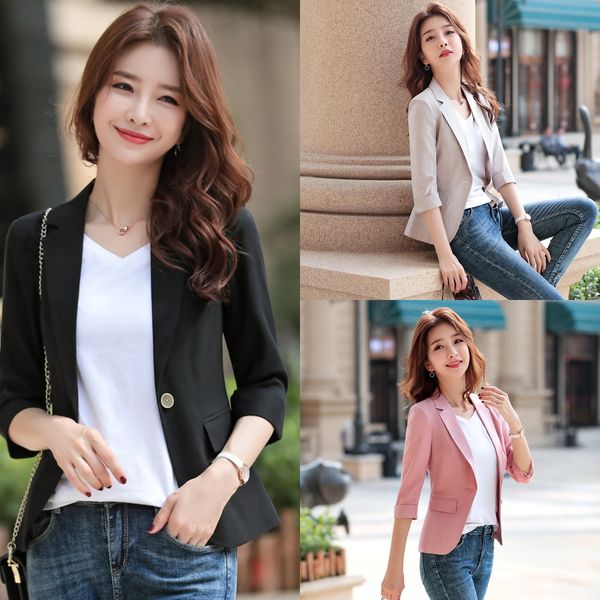 2019 spring and summer new korean style jacket slim fit fashion commuter thin half sleeve small suit jacket short for women, White;black
2019 spring and summer new korean style jacket slim fit fashion commuter thin half sleeve small suit jacket short for women, White;black