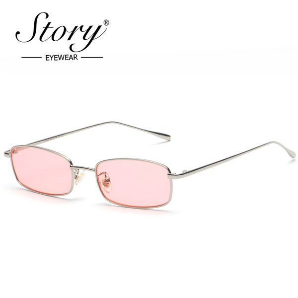 story retro small rectangle sunglasses uv400 female 2020 brand skinny metal frame pink red clear lens 90s sunglasses, White;black
story retro small rectangle sunglasses uv400 female 2020 brand skinny metal frame pink red clear lens 90s sunglasses, White;black