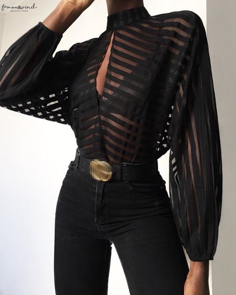 women see through mesh net sheer long sleeve blouse front hollow office lady solid elegant wear, White
women see through mesh net sheer long sleeve blouse front hollow office lady solid elegant wear, White