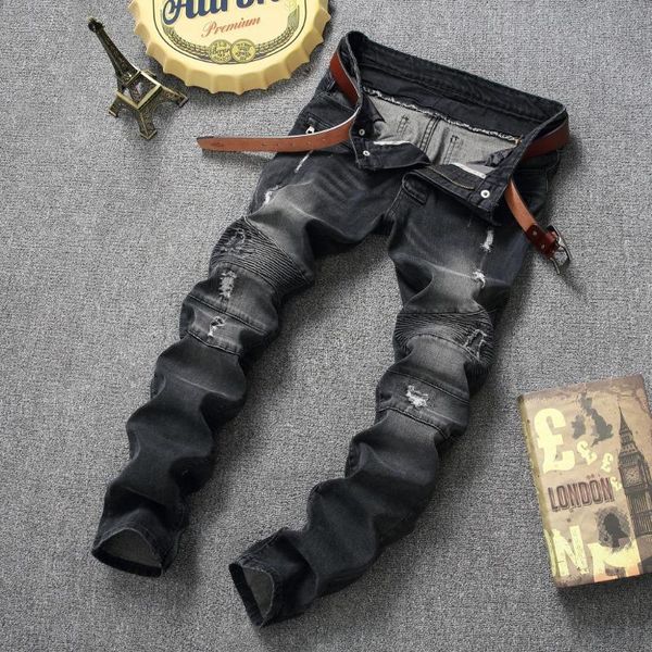 men's jeans denim men's pants biker moto jeans slim fit straight denim pants distressed trousers, Blue
men's jeans denim men's pants biker moto jeans slim fit straight denim pants distressed trousers, Blue