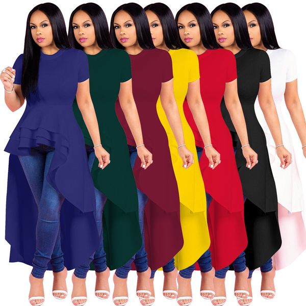 women's fashion large size evening dress irregular ruffled skirt hem dress solid color short-sleeved tuxedo skirt, Blue
women's fashion large size evening dress irregular ruffled skirt hem dress solid color short-sleeved tuxedo skirt, Blue