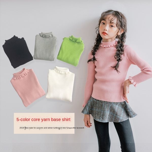 2019 autumn and winter cored yarn high collar cored lace girl's base shirt parent-child lace sweater sweater clothing, Blue
2019 autumn and winter cored yarn high collar cored lace girl's base shirt parent-child lace sweater sweater clothing, Blue