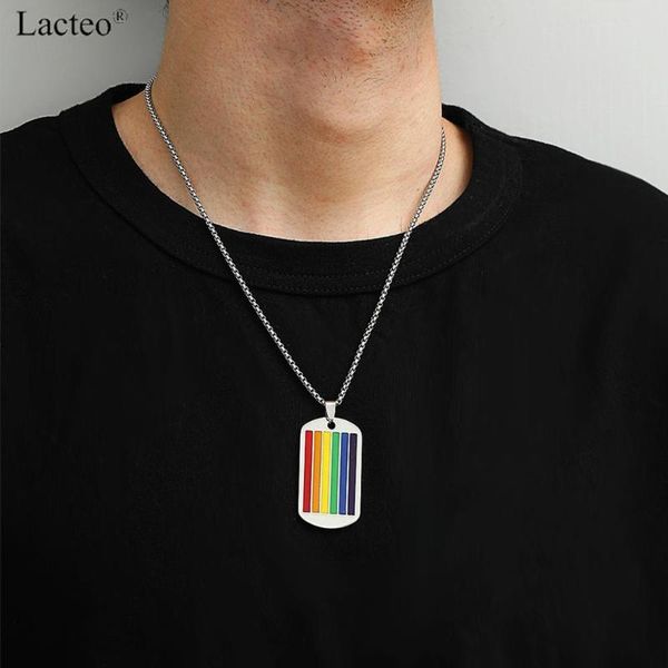 lacteo dark gothic colorful stripe stainless steel square sign pendant necklace jewelry simple street punk for hip hop women men, Silver 
lacteo dark gothic colorful stripe stainless steel square sign pendant necklace jewelry simple street punk for hip hop women men, Silver