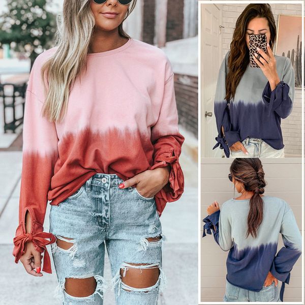 contrast color women designer tshirt casual loose o neck lace up long sleeve tee new autumn women clothing, White
contrast color women designer tshirt casual loose o neck lace up long sleeve tee new autumn women clothing, White
