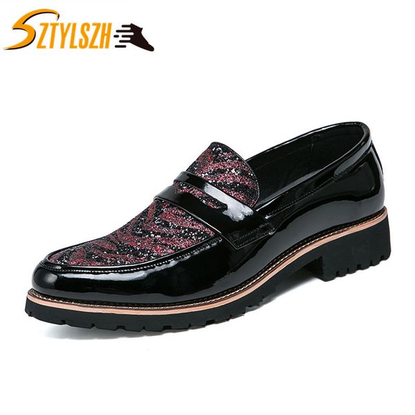 men dress shoes fashion classical style man patent leather wedding shoes social sapato male sequins slip-on work party, Black
men dress shoes fashion classical style man patent leather wedding shoes social sapato male sequins slip-on work party, Black