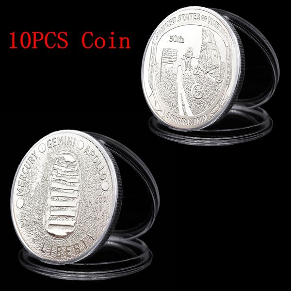 10pcs souvenir craft 50th anniversary apollo 11 moon landing gold plated commemorative coin
10pcs souvenir craft 50th anniversary apollo 11 moon landing gold plated commemorative coin