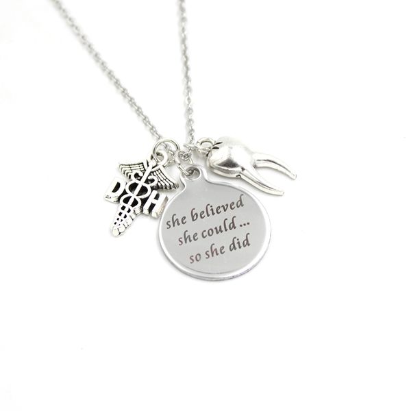 new arrival stainless steel necklace dentist necklace teeth pendant necklace dentist gifts, Silver
new arrival stainless steel necklace dentist necklace teeth pendant necklace dentist gifts, Silver