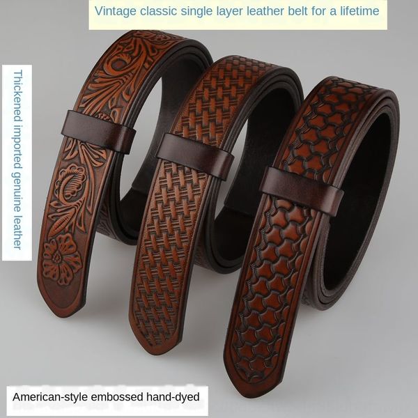 eg1sq men's genuine leather without head layer vegetable tanning leather embossed casual pants casual pants belt without buckle belt am, Black;brown
eg1sq men's genuine leather without head layer vegetable tanning leather embossed casual pants casual pants belt without buckle belt am, Black;brown