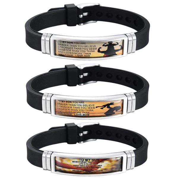 2020 to my son bangle bracelet never forget that i love you fashion stainless steel bracelets souvenir silicone bracelet jewelry, Silver
2020 to my son bangle bracelet never forget that i love you fashion stainless steel bracelets souvenir silicone bracelet jewelry, Silver