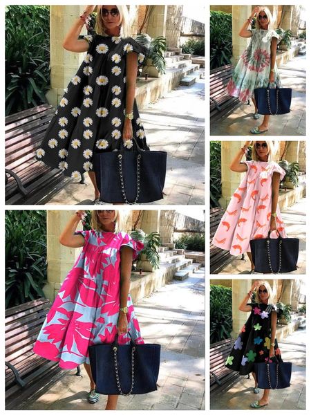 women vintage floral print loose a-line dress 2020 summer o-neck petal short sleeve dress elegant casual party dress 2xl vestido, Black;gray
women vintage floral print loose a-line dress 2020 summer o-neck petal short sleeve dress elegant casual party dress 2xl vestido, Black;gray