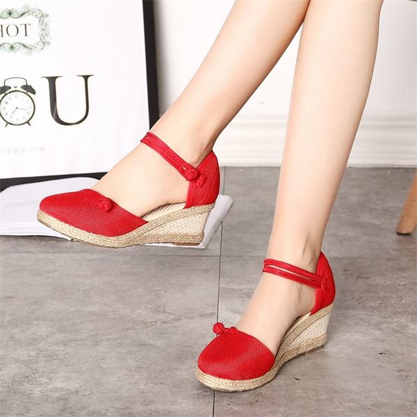 classic women sandals casual linen canvas wedge sandals summer ankle strap red heel platform pump espadrilles women shoes, Black
classic women sandals casual linen canvas wedge sandals summer ankle strap red heel platform pump espadrilles women shoes, Black