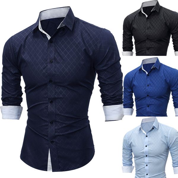 2020 spring new men's casual business long-sleeved shirt with classic lining dark pattern diamond, White;black
2020 spring new men's casual business long-sleeved shirt with classic lining dark pattern diamond, White;black