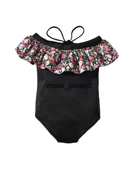 19 new children's girl floral printing girl's shoulder-length neck-hanging one-piece swimsuit, White;black
19 new children's girl floral printing girl's shoulder-length neck-hanging one-piece swimsuit, White;black