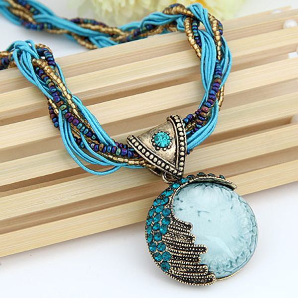 lemoer bohemian style jewelry crystal angel wing round gem pendant necklace multilayer bead chain handmade style retro necklace, Silver
lemoer bohemian style jewelry crystal angel wing round gem pendant necklace multilayer bead chain handmade style retro necklace, Silver