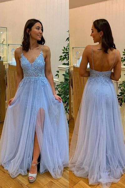 ice blue beaded straps v-neck prom evening dresses lace tulle crystal split bridesmaid party formal evening gowns vestidos de festia, Black
ice blue beaded straps v-neck prom evening dresses lace tulle crystal split bridesmaid party formal evening gowns vestidos de festia, Black