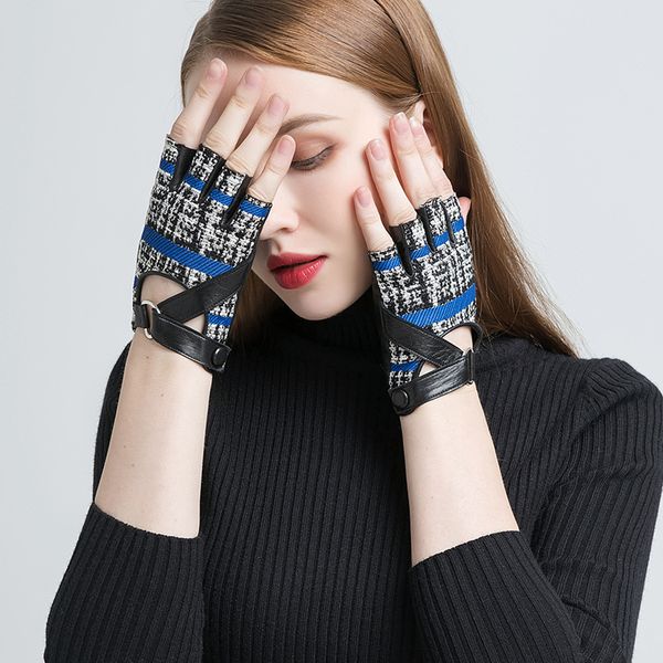 nh women genuine leather gloves black real goatskin fingerless gloves fall and winter high street fashion half finger mitten new, Blue;gray
nh women genuine leather gloves black real goatskin fingerless gloves fall and winter high street fashion half finger mitten new, Blue;gray