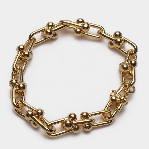 logo stamp 925 silver hardwear tf designer link bracelets for lady women party wedding lover tiffi luxury jewelry u shape chain bracelets, Black