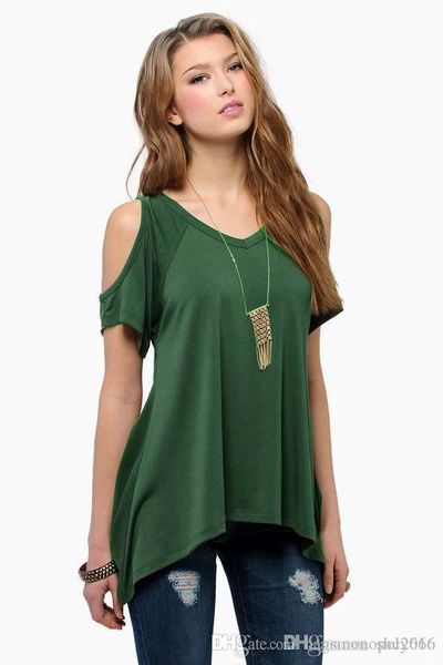 women t-shirt v-neck short sleeve cool shoulders solid color mermaid hem various & tees casual shirt size s-xl t7, White
women t-shirt v-neck short sleeve cool shoulders solid color mermaid hem various & tees casual shirt size s-xl t7, White